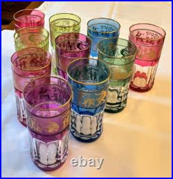 RARE SET! 10 Val St Lambert Danse de Flore 10 oz. Highball/Tumblers 5 Colors RARE SET! 10 Val St Lambert Danse de Flore 10 oz. Highball/Tumblers 5 Colors