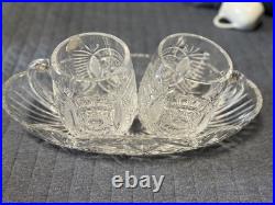 RARE Set of 2 Vintage Echt Bleikristall German Lead Crystal Glasses and Bowl