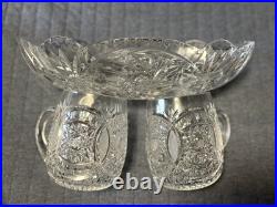 RARE Set of 2 Vintage Echt Bleikristall German Lead Crystal Glasses and Bowl