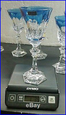 RARE Set of 6 Cristal de Sevres Crystal Cut to Clear Stem Water Wine Goblet 9 H