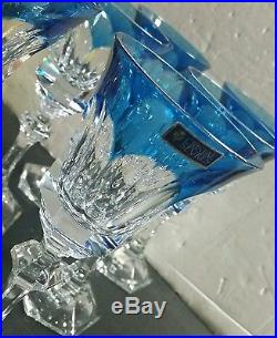 RARE Set of 6 Cristal de Sevres Crystal Cut to Clear Stem Water Wine Goblet 9 H