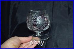 RARE Vintage Crystal Brandy Cognac Glasses Various Color Set of 5