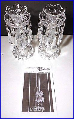 RARE Vintage WATERFORD CRYSTAL C1 Set of 2 Candelabra Candle Stick Holders 10