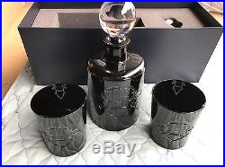 Ralph Lauren Ayers Decanter & Double Old Fashioned Set Of 2 Black Crystal NIB