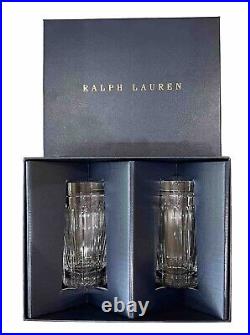 Ralph Lauren Coraline Highball Crystal Glasses Set of 2 Gift Box $165