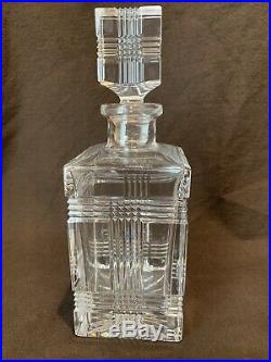 Ralph Lauren Crystal Glen Plaid Decanter and 8 Single Old Fashioned Tumblers Set