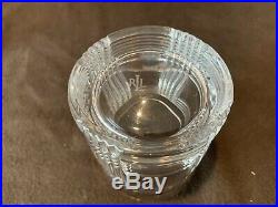 Ralph Lauren Crystal Glen Plaid Decanter and 8 Single Old Fashioned Tumblers Set