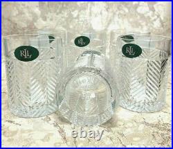 Ralph Lauren Crystal HERRINGBONE DOUBLE OLD FASHIONED GLASSES Set of 6 NEW