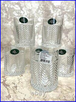 Ralph Lauren Crystal HERRINGBONE DOUBLE OLD FASHIONED GLASSES Set of 6 NEW