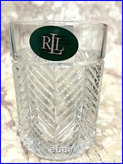 Ralph Lauren Crystal HERRINGBONE DOUBLE OLD FASHIONED GLASSES Set of 6 NEW