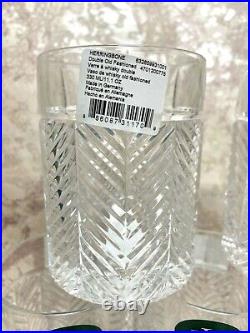 Ralph Lauren Crystal HERRINGBONE DOUBLE OLD FASHIONED GLASSES Set of 6 NEW