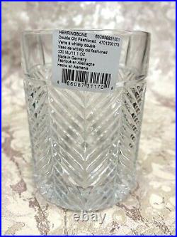 Ralph Lauren Crystal HERRINGBONE DOUBLE OLD FASHIONED GLASSES Set of 6 NEW