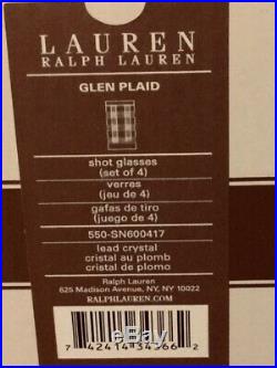 Ralph Lauren GLEN PLAID Crystal Shot Glasses Set of 4 BNIB