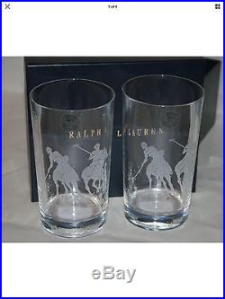 Ralph Lauren Garrett Highball Glasses. Set Of 4 Boxed. Polo Player Etched. New