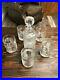 Ralph Lauren Glen Plaid Crystal Decanter and Glassware Set of 5 Glasses Cups
