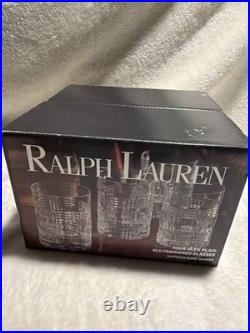 Ralph Lauren Glen Plaid Old Fashioned Glasses Set of 4 New Crystal Barware WOW