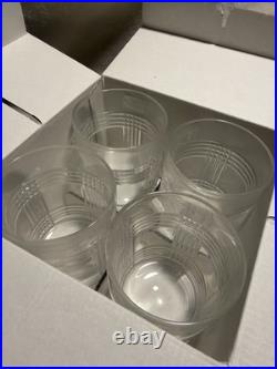 Ralph Lauren Glen Plaid Old Fashioned Glasses Set of 4 New Crystal Barware WOW