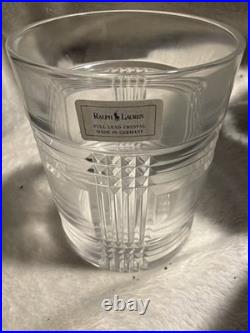 Ralph Lauren Glen Plaid Old Fashioned Glasses Set of 4 New Crystal Barware WOW