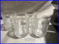 Ralph Lauren Glen Plaid Old Fashioned Glasses Set of 4 New Crystal Barware WOW
