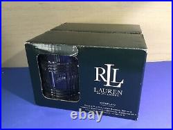 Ralph Lauren Glen Plaid Set Of 4 Crystal Double Old Fashioned Glasses New