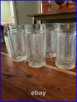Ralph Lauren Herringbone Crystal/Tall Glasses Set of 4 6.25