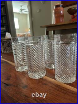 Ralph Lauren Herringbone Crystal/Tall Glasses Set of 4 6.25