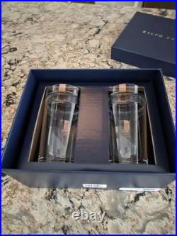 Ralph Lauren LANGLEY Highball Glasses Set of 2 Genuine Crystal Glass Drinkware