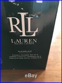 Ralph Lauren RLL Glen Plaid Glenplaid Highball Glasses Set Of 8 Crystal New
