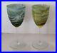 Rare 1976 Set Of 2 Steve Maslach Studio Art Glass Crystal Wine Goblets Signed