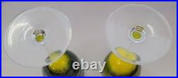 Rare 1976 Set Of 2 Steve Maslach Studio Art Glass Crystal Wine Goblets Signed