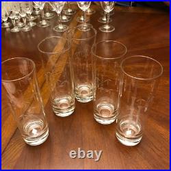 Rare 68 piece Mid-Century Modern Bamboo Glassware Noritake & Sasaki Bar Set