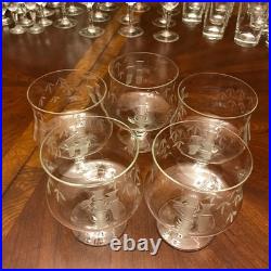 Rare 68 piece Mid-Century Modern Bamboo Glassware Noritake & Sasaki Bar Set