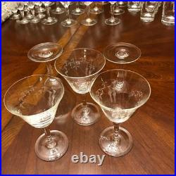 Rare 68 piece Mid-Century Modern Bamboo Glassware Noritake & Sasaki Bar Set