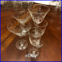 Rare 68 piece Mid-Century Modern Bamboo Glassware Noritake & Sasaki Bar Set