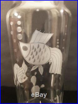 Rare Art Deco Etched Crystal Cocktail Shaker Set By Duncan Miller Ca 1936