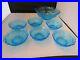 Rare Color McKee Rock Crystal Blue Berry Bowl Set Stunning Glass withPattern Wow