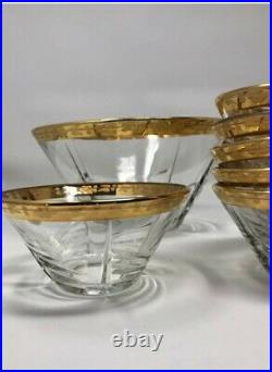Rare Cristal T Murano 13 Pieces Gold rimmed Glassware Set bowls tumblers
