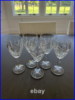 Rare Set of 5 Waterford Crystal Araglin 7in Wine Glasses Wedding Gift 1999
