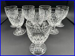 Rare Stunning Set of 8 WATERFORD CRYSTAL Boyne (Cut Foot) Water Goblets MINT