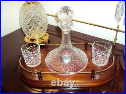 Rare Waterford Lismore Ship Decanter Set with Chippendale Sterling Silver Label