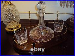 Rare Waterford Lismore Ship Decanter Set with Chippendale Sterling Silver Label