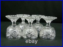 Rare set of 5 ABP Libbey Wedgemere Pattern Cut Glass Crystal Punch Cups