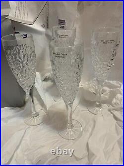 Rogaska Champagne Flutes Glasses 701585 Set 4 Neiman Marcus Handcrafted EU Glass