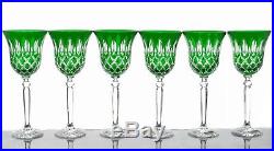 Roman Lead Glass Wine Lens 6er Set (421car G) Green Hand Cut Crystal