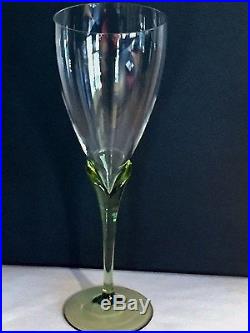 Rosenthal Crystal 6 Water Goblets in Papyrus Green Stem Studio Line set of 6