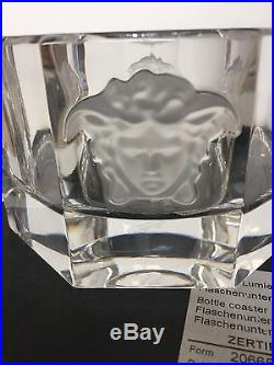 Rosenthal Lumiere Crystal Versace Medusa Wine Bottle Coaster and Stopper Set