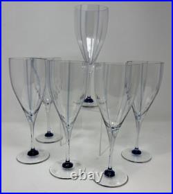 Rosenthal Studio Line ULTRA with blue swirls Set of 6 White Wine Stems HTF