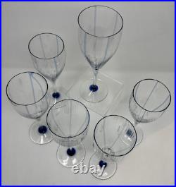 Rosenthal Studio Line ULTRA with blue swirls Set of 6 White Wine Stems HTF