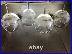 Rowland Ward Etched Crystal Big Game Safari Balloon Wine Glasses (Set of 4)
