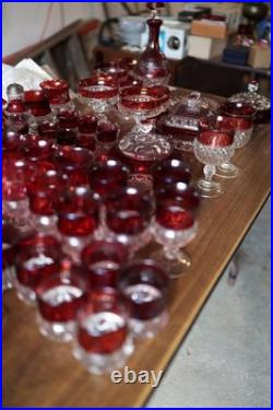 Ruby Glassware Collection Over 50 Pieces, Including Bowls, Carafe, And More